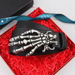 Men's Skeleton Hands Leather Belt