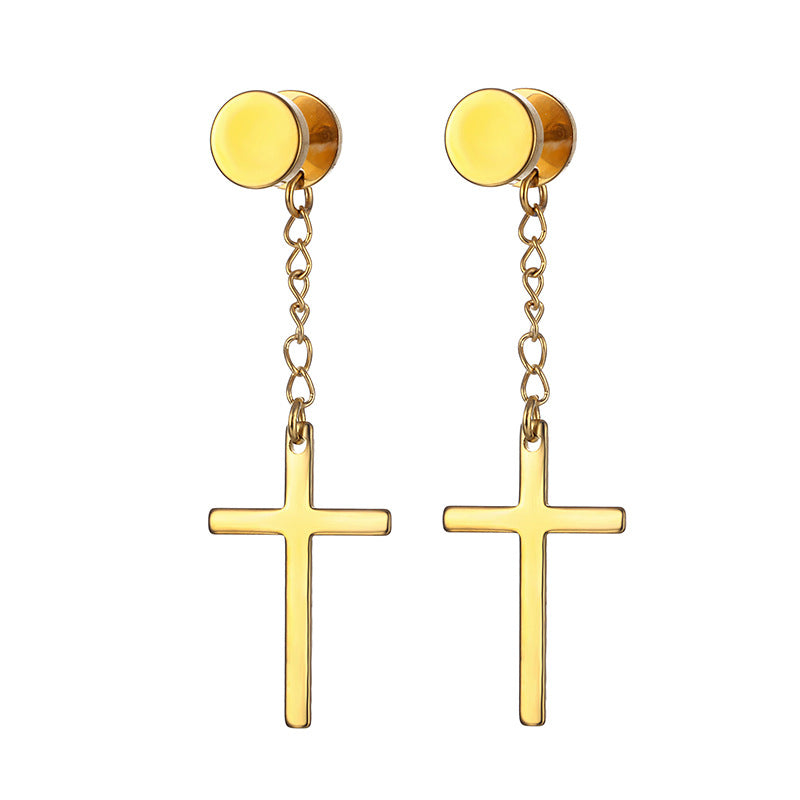 Men's Stainless Steel Cross Earrings