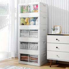 1pc Foldable Clear Storage Box Large Organizer Containers With Lids Room Decor