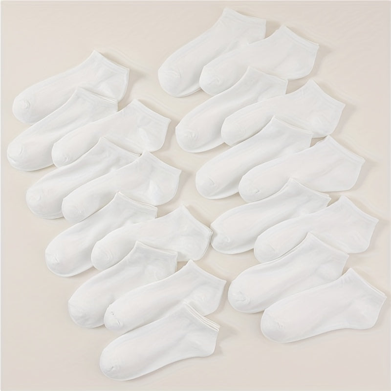 20 Pairs Solid Comfy Ankle Socks Women's Stockings