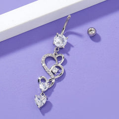 Heart Shape Belly Button Ring Dangle Body Piercing Jewelry