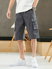 Men's Knee Long Cargo Shorts with Side Pockets