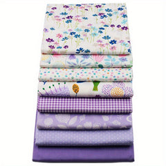8Pcs Purple Series Floral Cotton Fabric Bundle For DIY Sewing Patchwork