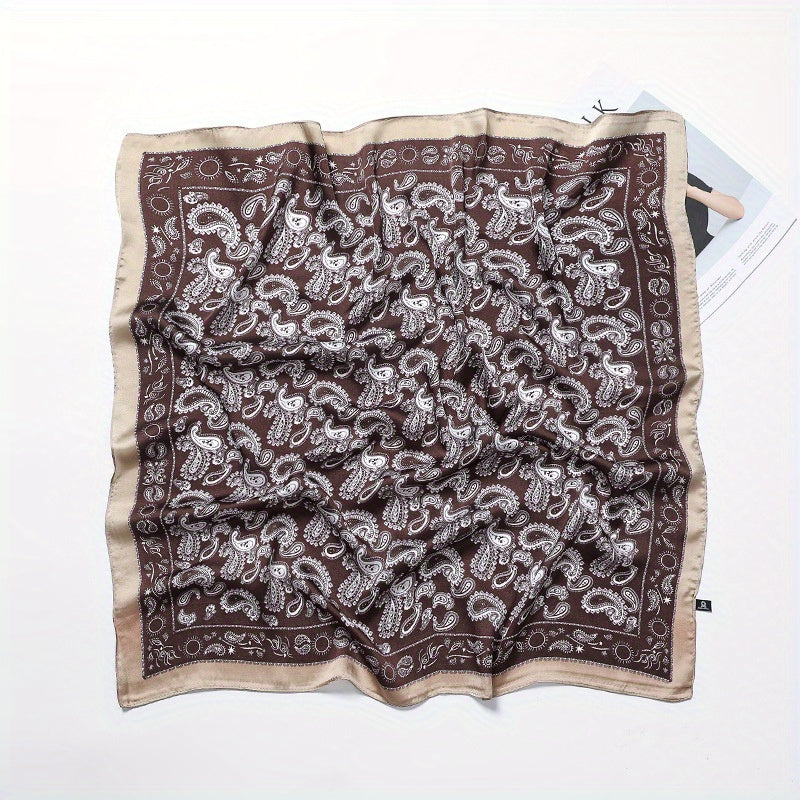 Paisley Print Satin Square Scarf Neckerchief Head Wrap Hair Accessory