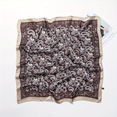 Paisley Print Satin Square Scarf Neckerchief Head Wrap Hair Accessory