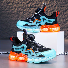 Girl's Block Basketball Shoes Rotating Buckle Breathable Non Slip Sneakers