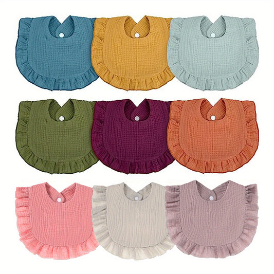 9pcs Baby Muslin Bibs Drool Bandana Soft Adjustable Bibs For Newborn