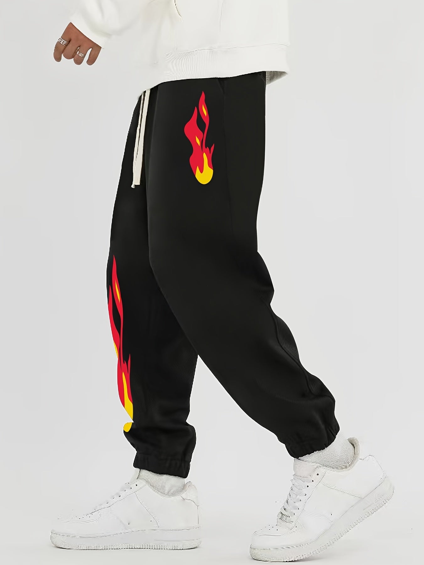 Flame Graphic Print Street Style Sweatpants