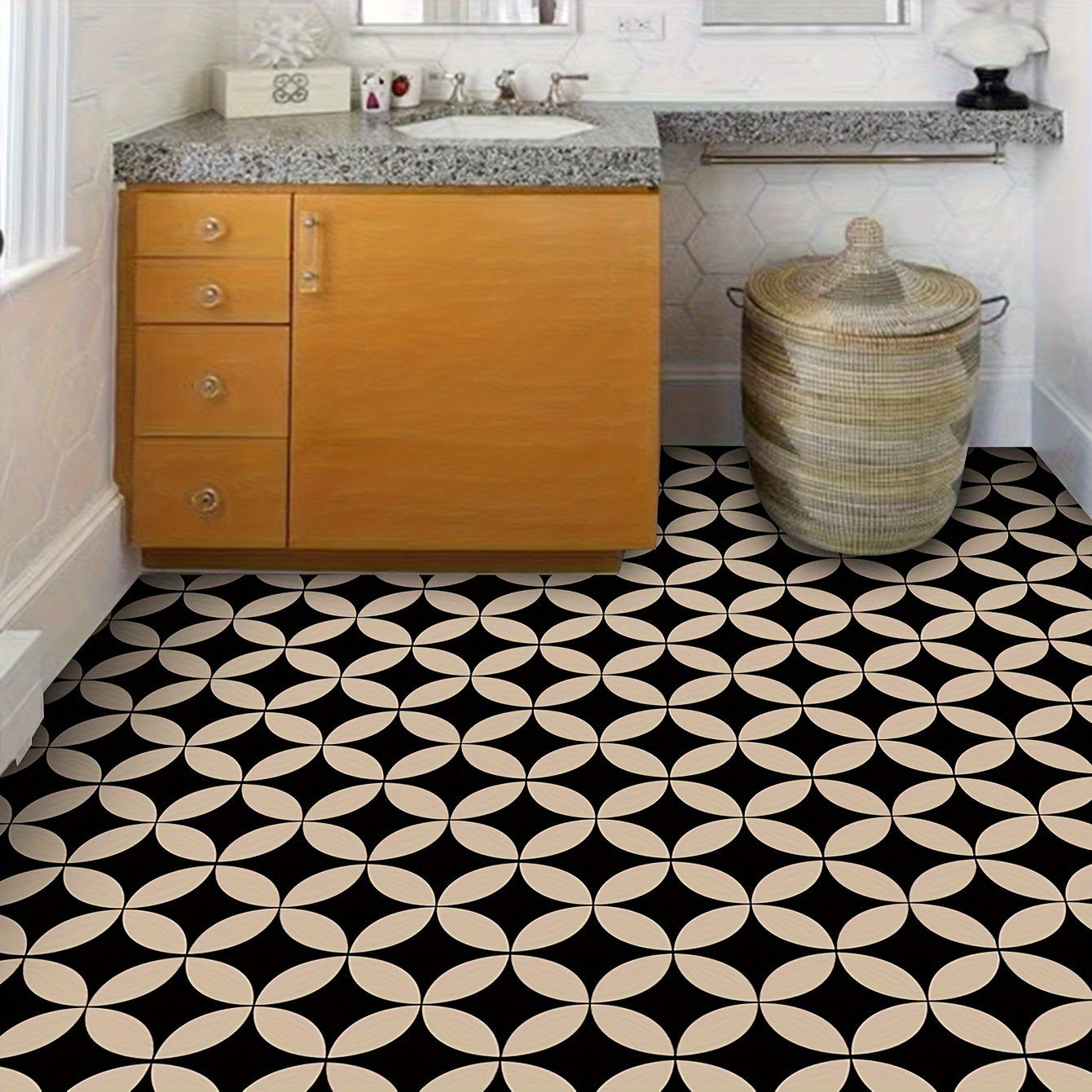6pcs Moroccan Tile Peel And Stick 20 X 20 Printed Matte Waterproof Vinyl