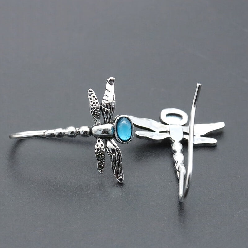 Vintage Dragonfly Moonstone Earrings