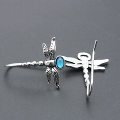Vintage Dragonfly Moonstone Earrings
