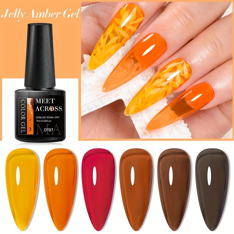 Jelly Amber Cat Eye Gel Nail Polish Rainbow Holographic