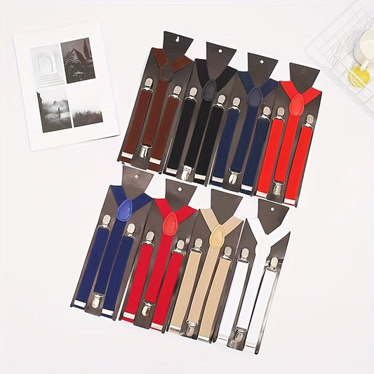 Solid Suspenders Men's And Women's Universal Three clip Suspenders