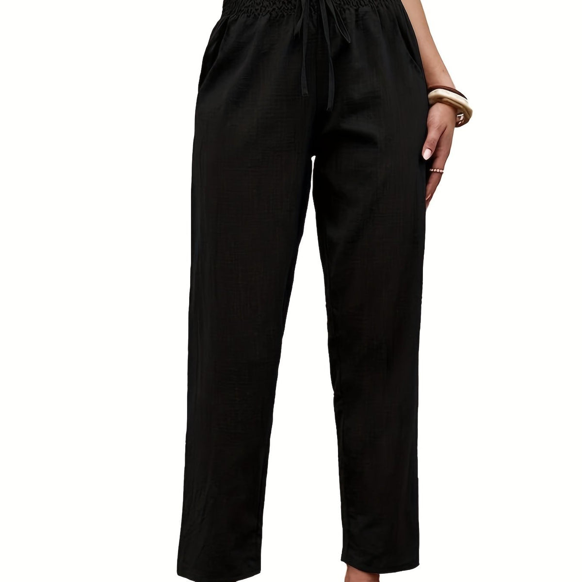 Drawstring High Waist Cropped Pants