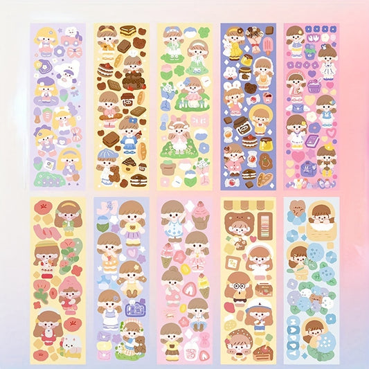 10pcs Cartoon Stickers DIY Laser Waterproof Self-adhesive Stickers