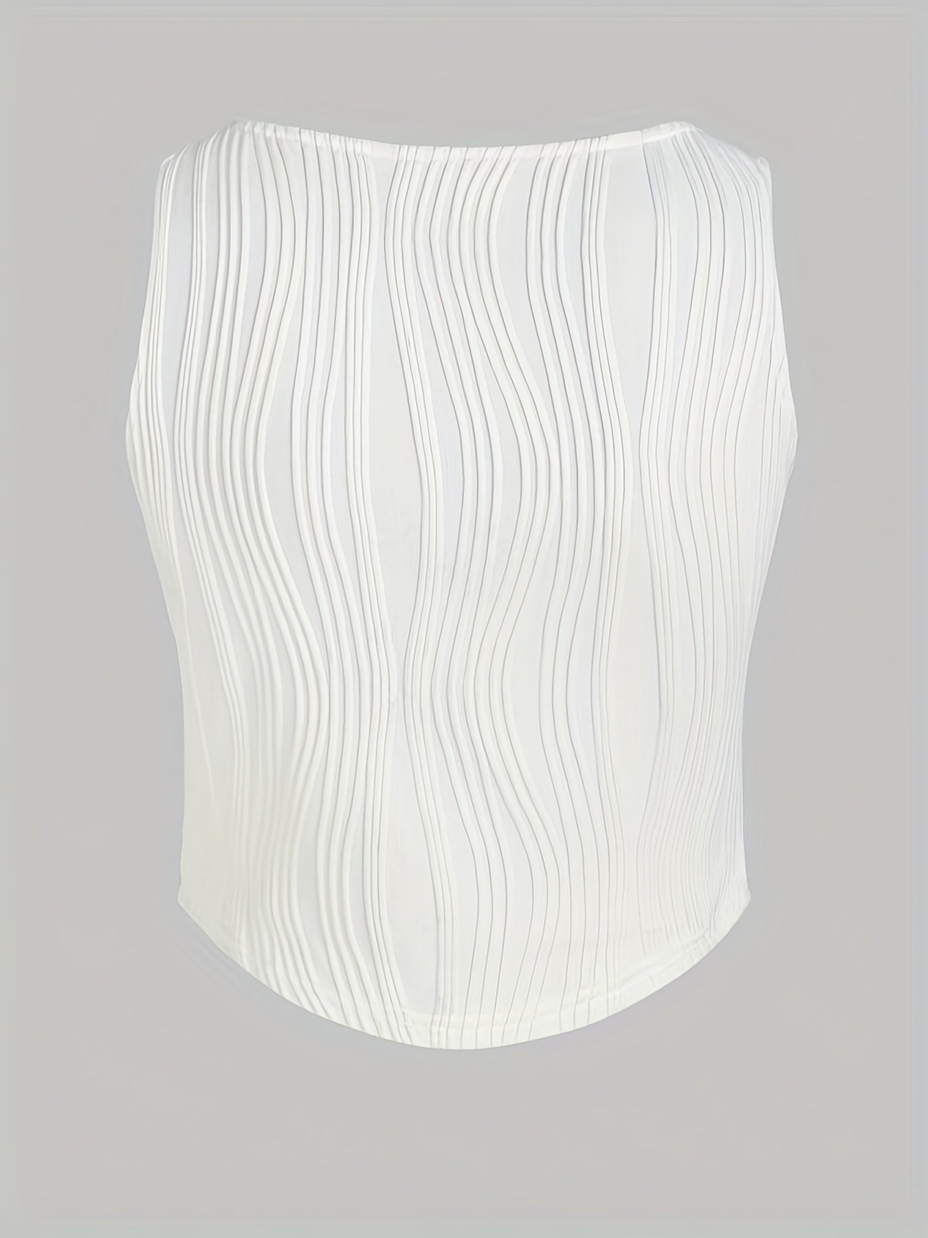 Wavy Striped Tank Top Sexy Scoop Neck Summer Sleeveless Top