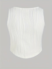 Wavy Striped Tank Top Sexy Scoop Neck Summer Sleeveless Top