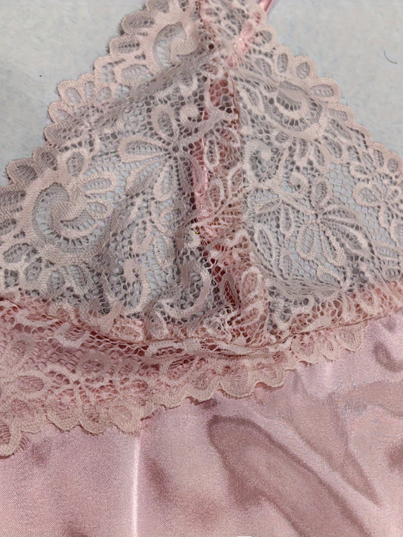  Lace V Neck Satin Nightdress