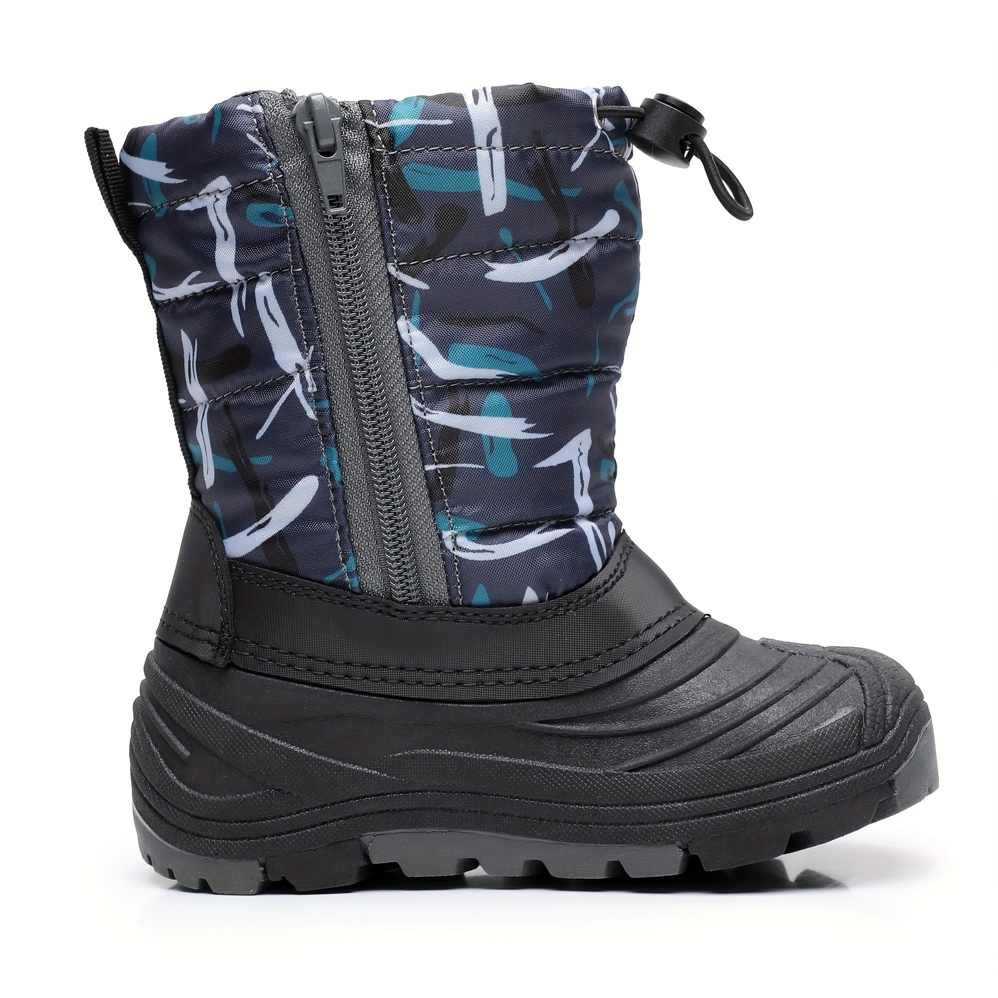 Boy's High Top Snow Boots with Side Zipper Warm Non Slip Thermal Shoes