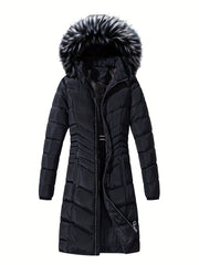 Women's Long Thickened Puffer Jacket Hooded Warm Outdoor Clothing