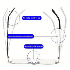 Men's Light Blocking Frameless Computer Reading Glasses