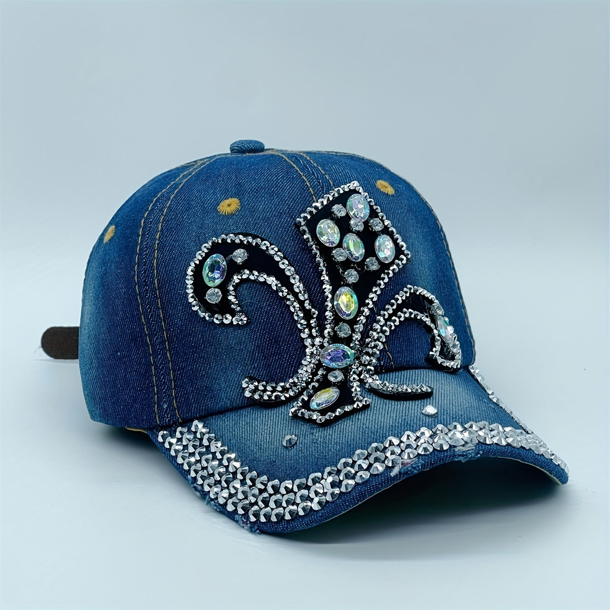 Denim Y2K Baseball Cap Rhinestone Decor Washed Distressed Sun Hat