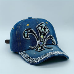 Denim Y2K Baseball Cap Rhinestone Decor Washed Distressed Sun Hat