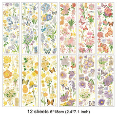 20pcs 'Dazzling Flowers' Waterproof Stickers Scrapbooking Journaling Planner