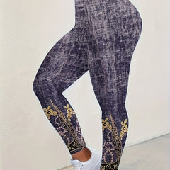 Floral Print High Rise Plus Size Leggings