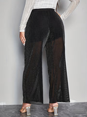  Glitter High Rise Sheer Stretch Pants