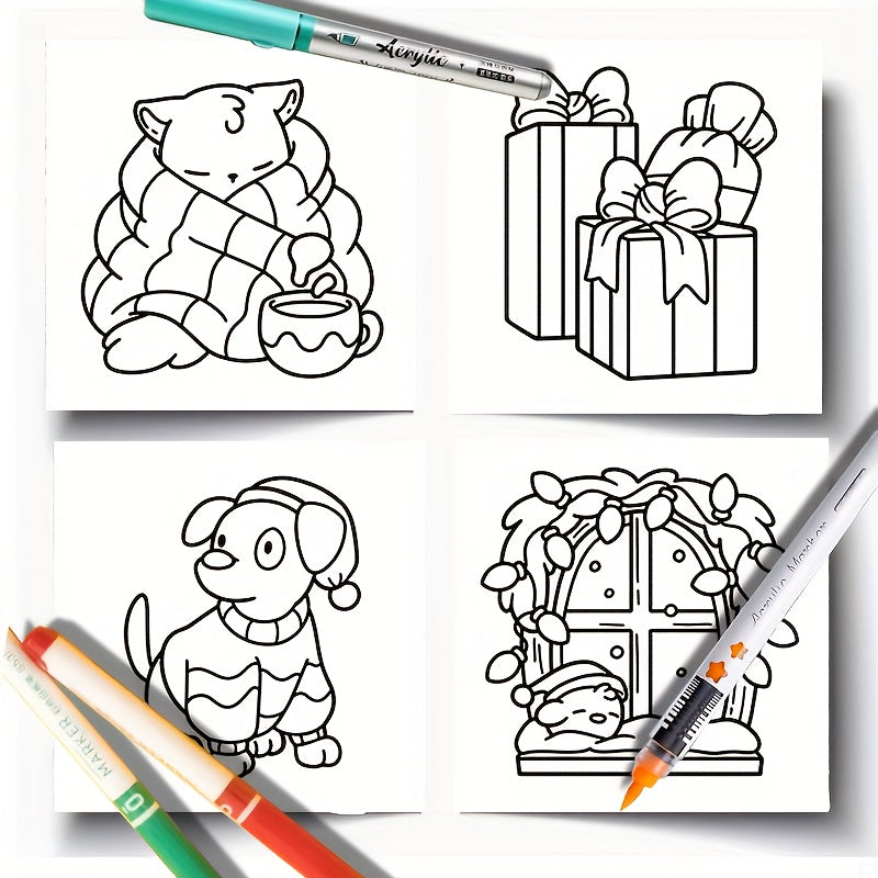 Christmas Coloring Book 19x19 24 Pages Soft Cover Relaxation Parent Bonding Gift