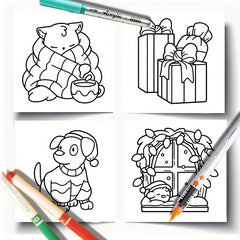 Christmas Coloring Book 19x19 24 Pages Soft Cover Relaxation Parent Bonding Gift