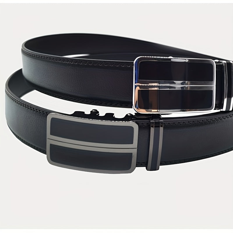 Men's Leather Belt Automatic Buckle Business Suit Waist Strap