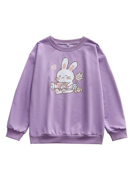 Toddler Girls Easter Rabbit Print Pullover Sweatshirt Kids Spring Clothes