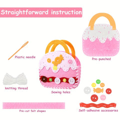 Kids Handbag Sewing Kit with Safety Needle & Felt Fabric