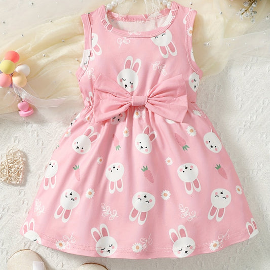 Baby Girls Rabbit Graphic Bowknot Dress