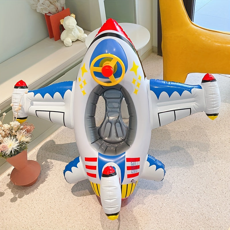 Inflatable Pool Float Boat with Steering Wheel Airplane Shaped