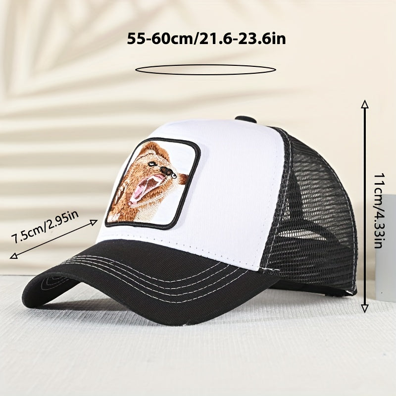 Bear Embroidery Patch Trucker Hat Mesh Baseball Cap Hip Hop Unisex Dad Hats