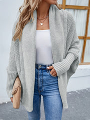 Women's Plus Size Solid Bat Sleeve Open Front Cardigan