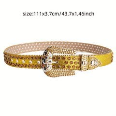 Y2K Rhinestone Skull Belt Sequin Leather Waist Gothic Cowboy Belts