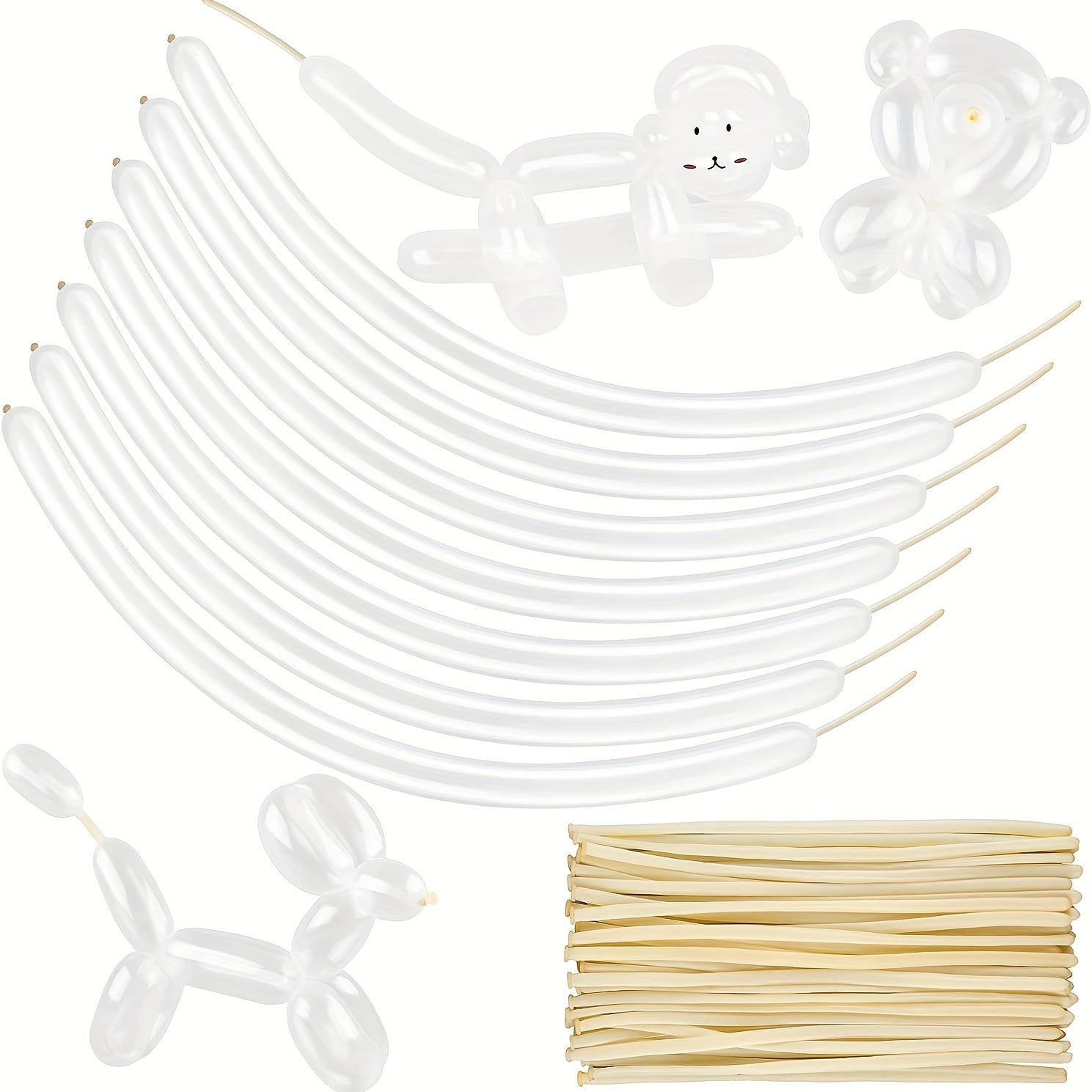 100pcs Transparent Long Balloons DIY Twisting Animal Balloons Thickened Latex