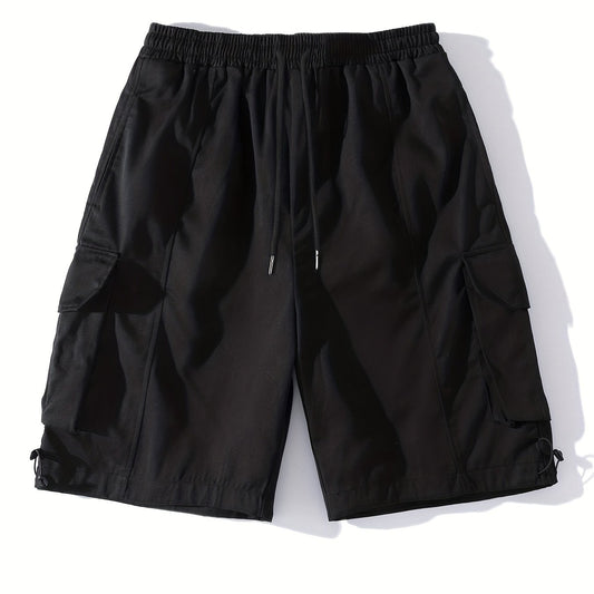 Men's Elastic Waist Cargo Shorts with Pockets for Summer