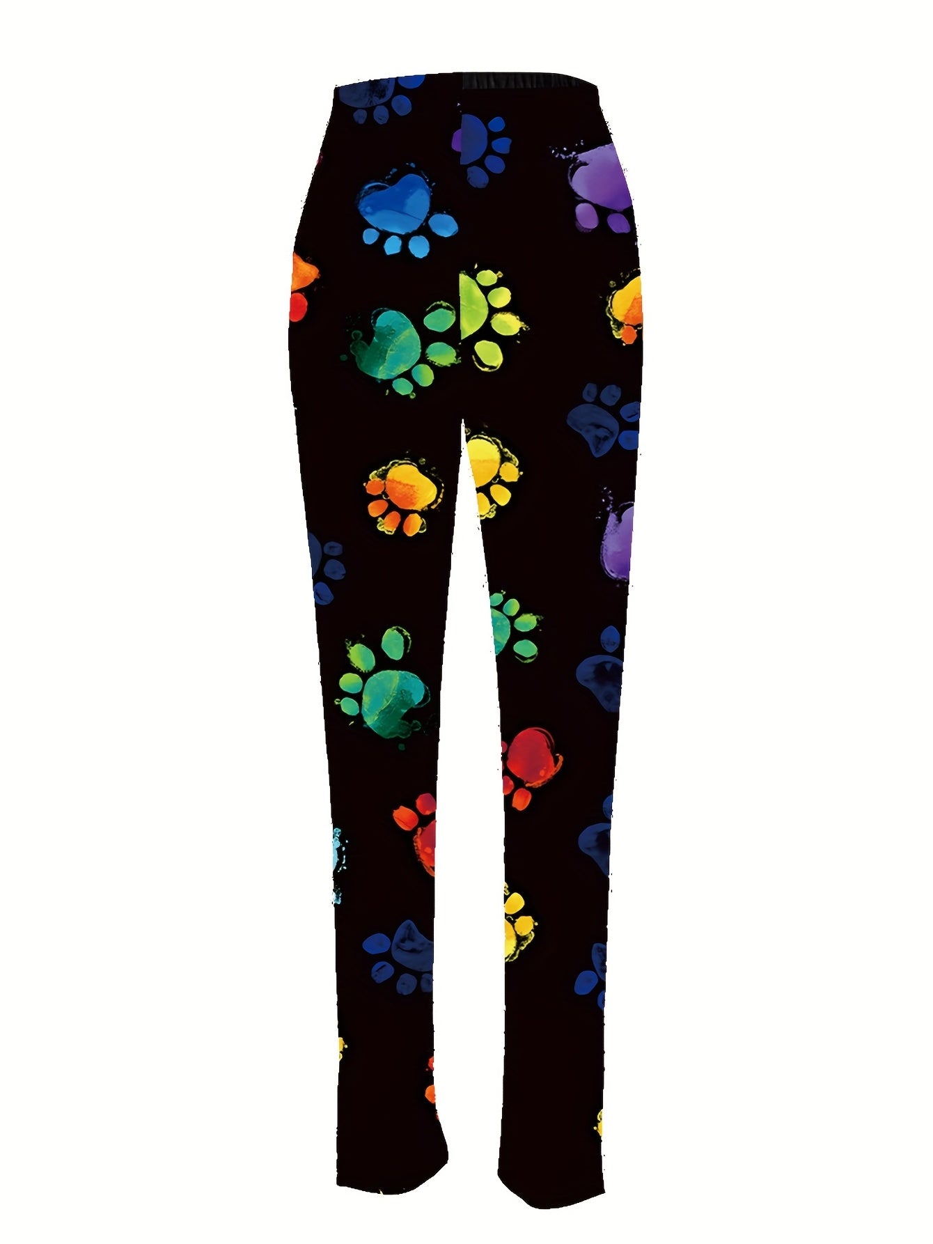Dog Paw Print Skinny Leggings High Waist Stretchy Leggings