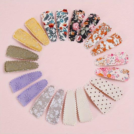 20 Pcs Floral Print Toddler Hair Clips Non Slip Snap Clips Kids Hair Accessories