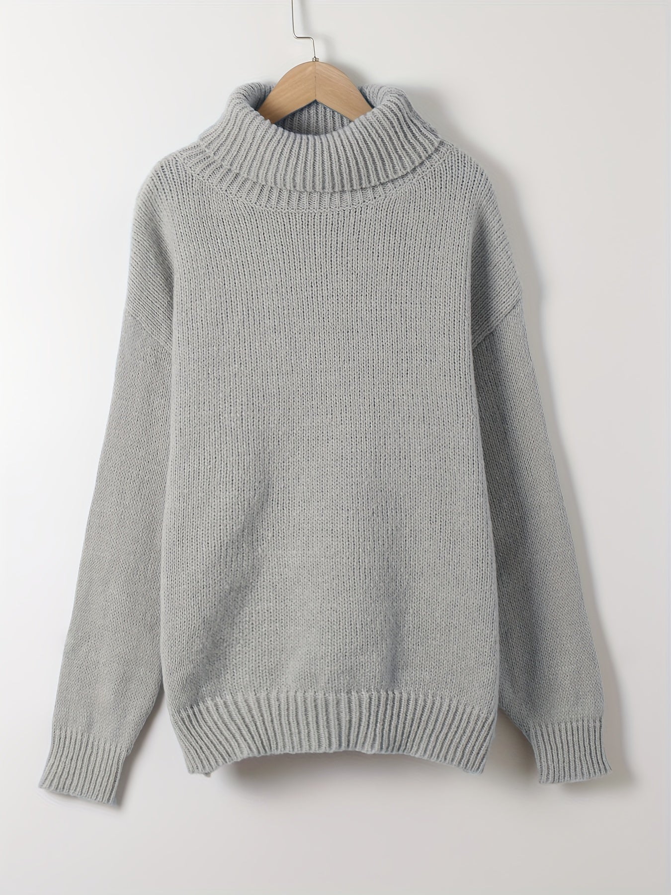  Casual Sweater Women's Solid Long Sleeve Turtle Neck Jumper