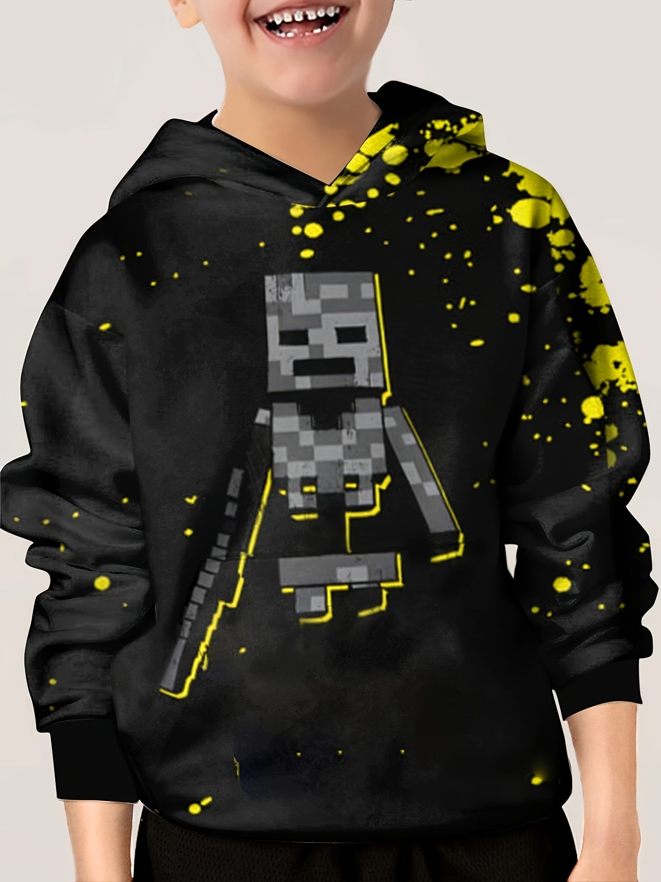 Pixel Robot Print Kid's Hoodie Unisex Pullover
