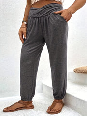 Women's Plus Tummy Control Jogger Trousers With Pockets