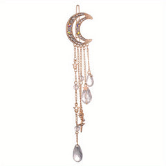 Moon Shape Rhinestone Crystal Pendant Hair Clip Retro Hair Accessories
