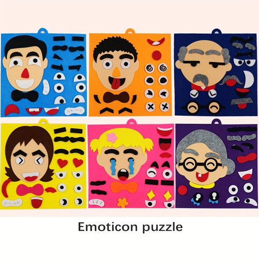 Kids Facial Expressions Puzzles Felt Handcraft Materials