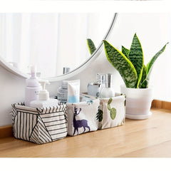 2pcs Fabric Storage Box Desktop Basket Stationery And Cosmetics Storage
